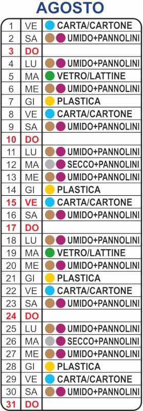 Calendario Raccolta Differenziata