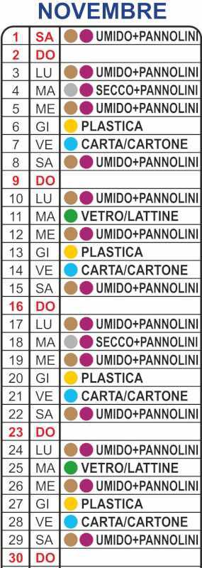 Calendario Raccolta Differenziata