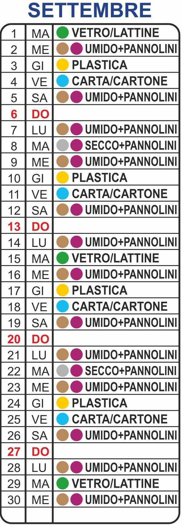 Calendario Raccolta Differenziata