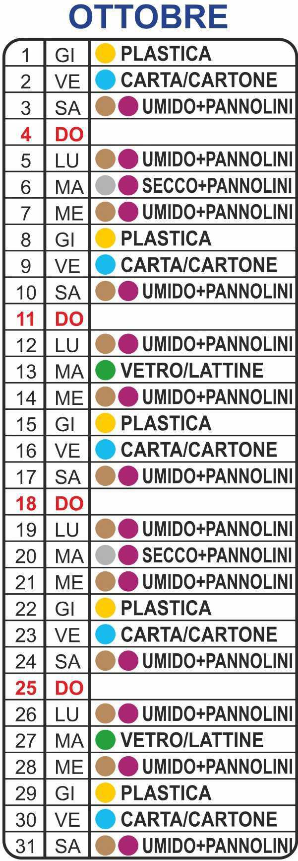 Calendario Raccolta Differenziata