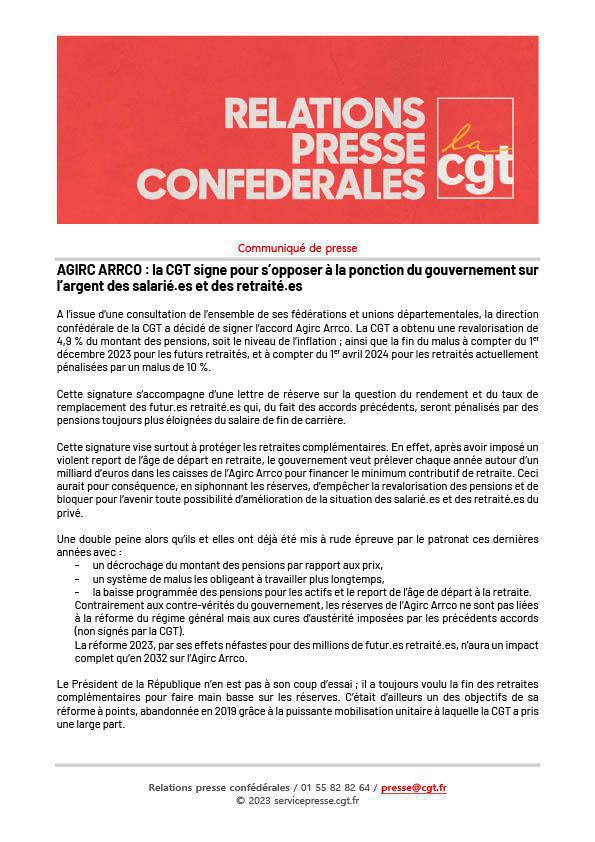 CP de la CGT - Agirc-Arrco 