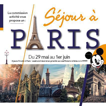 Séjour à Paris - du 29 MAI au 1er JUIN