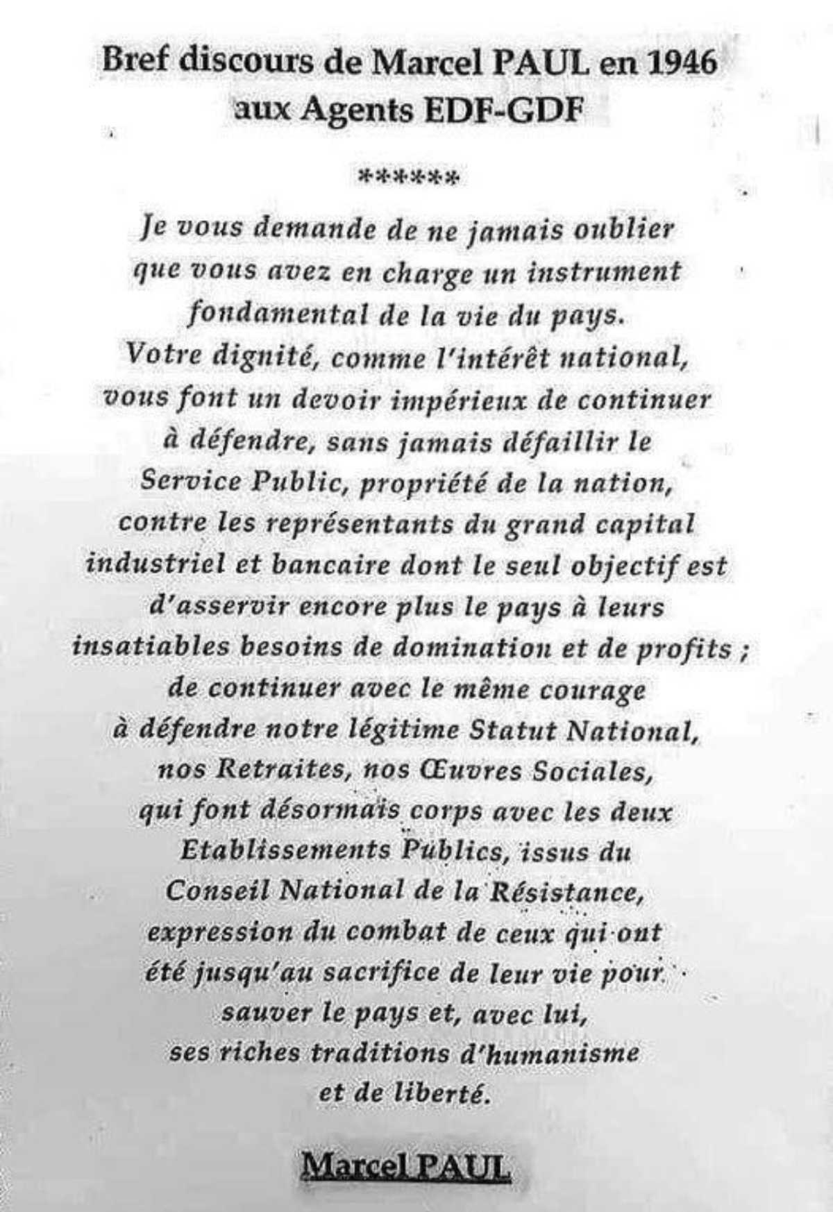 Discours de Marcel Paul - Création des lEG