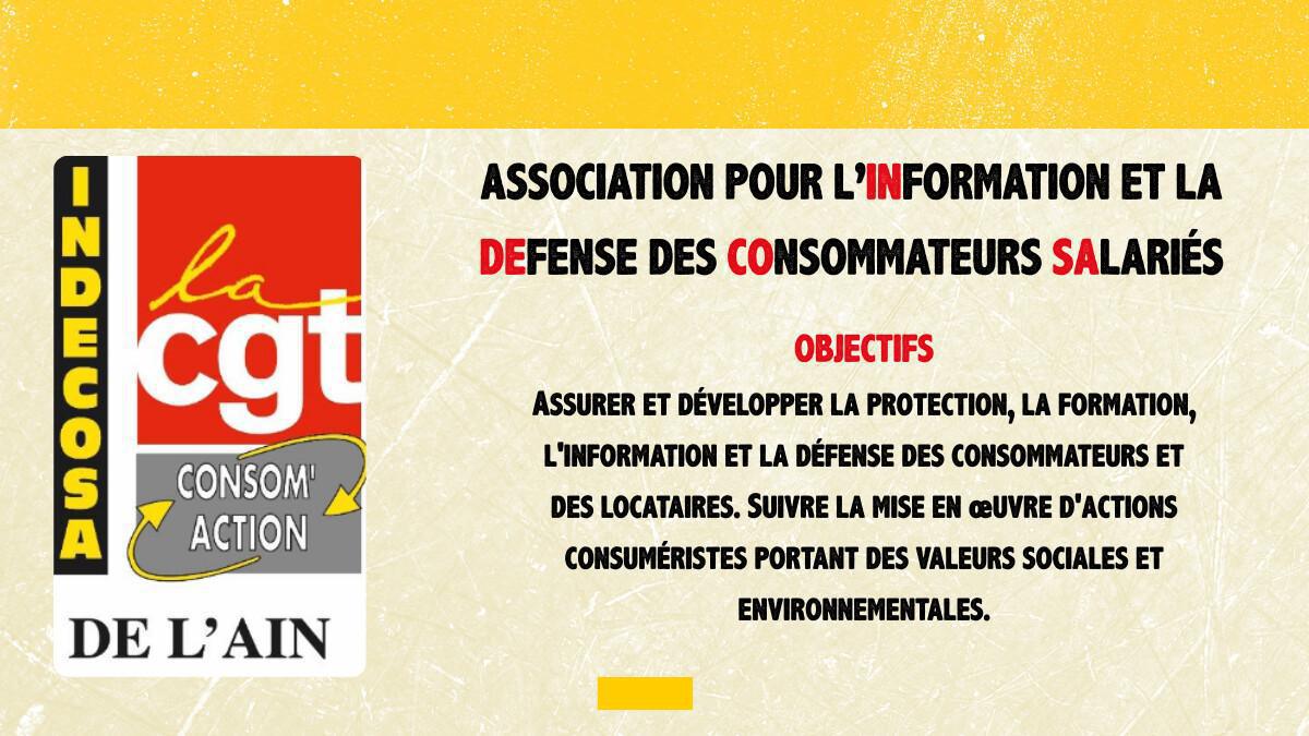 INDECOSA CGT Ain : association pour l'INformationet la DEfense des COnsommateurs