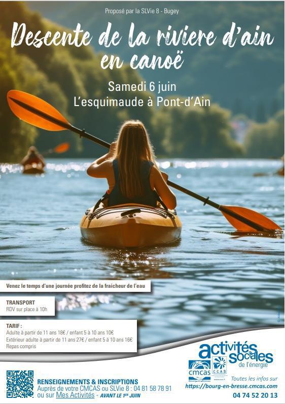 Descente de la rivière d'Ain en canoë - samedi 6 juin