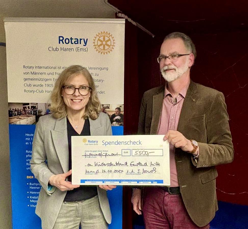 Rotary Club Haren unterstützt Kinderschutzbund Emsland Mitte in Meppen