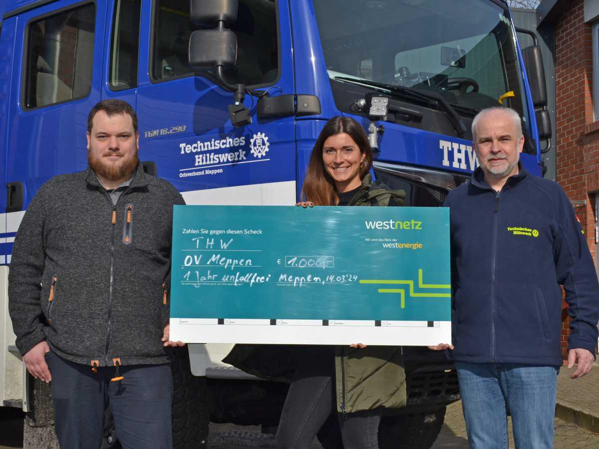 Westnetz spendet 2.000 Euro an das THW Meppen und an das Kinderhospiz Löwenherz in Lingen Westnetz spendet 2.000 Euro an das THW Meppen und an das Kinderhospiz Löwenherz in Lingen