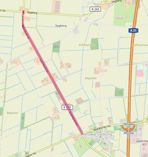 Süd-Nord-Straße: Vollsperrung ab 1. Juli zwischen Wesuwe und Fehndorf 