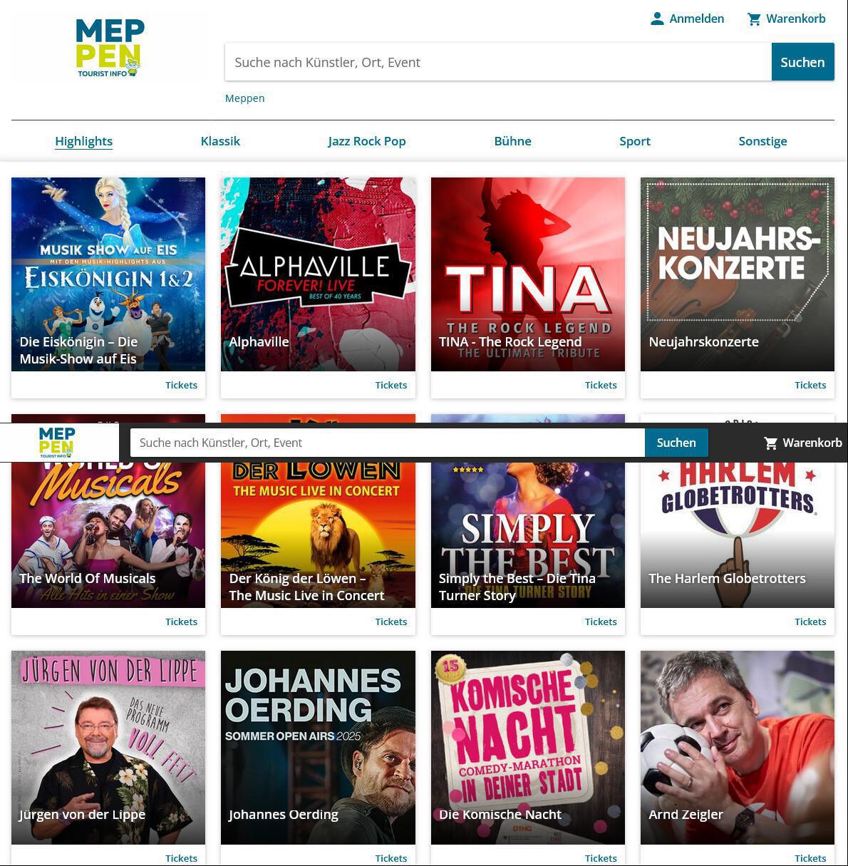 Neuer Online-Ticketshop der Tourist Information Meppen Neuer Online-Ticketshop der Tourist Information Meppen