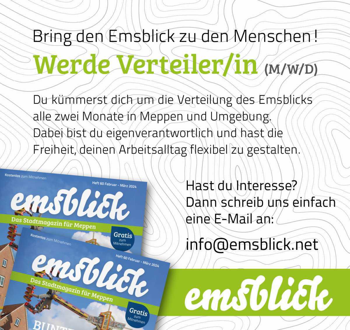 Bring den Emsblick zu den Menschen! Werde Verteiler/in (M/W/D) Bring den Emsblick zu den Menschen! Werde Verteiler/in (M/W/D)