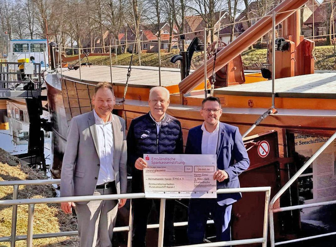 Emsländische Sparkassenstiftung unterstützt Restaurierung des Museumsschiffs Haren I Emsländische Sparkassenstiftung unterstützt Restaurierung des Museumsschiffs Haren I