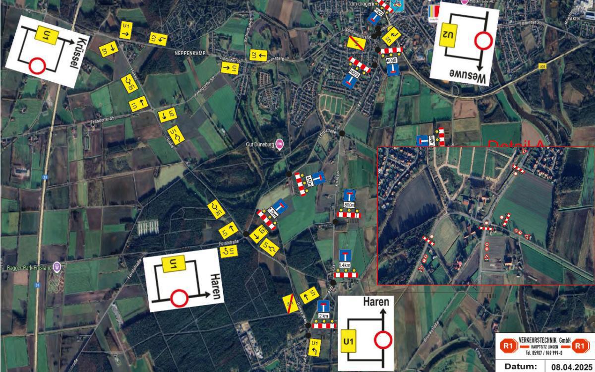 Vollsperrung zwischen Haren und Wesuwe Vollsperrung zwischen Haren und Wesuwe