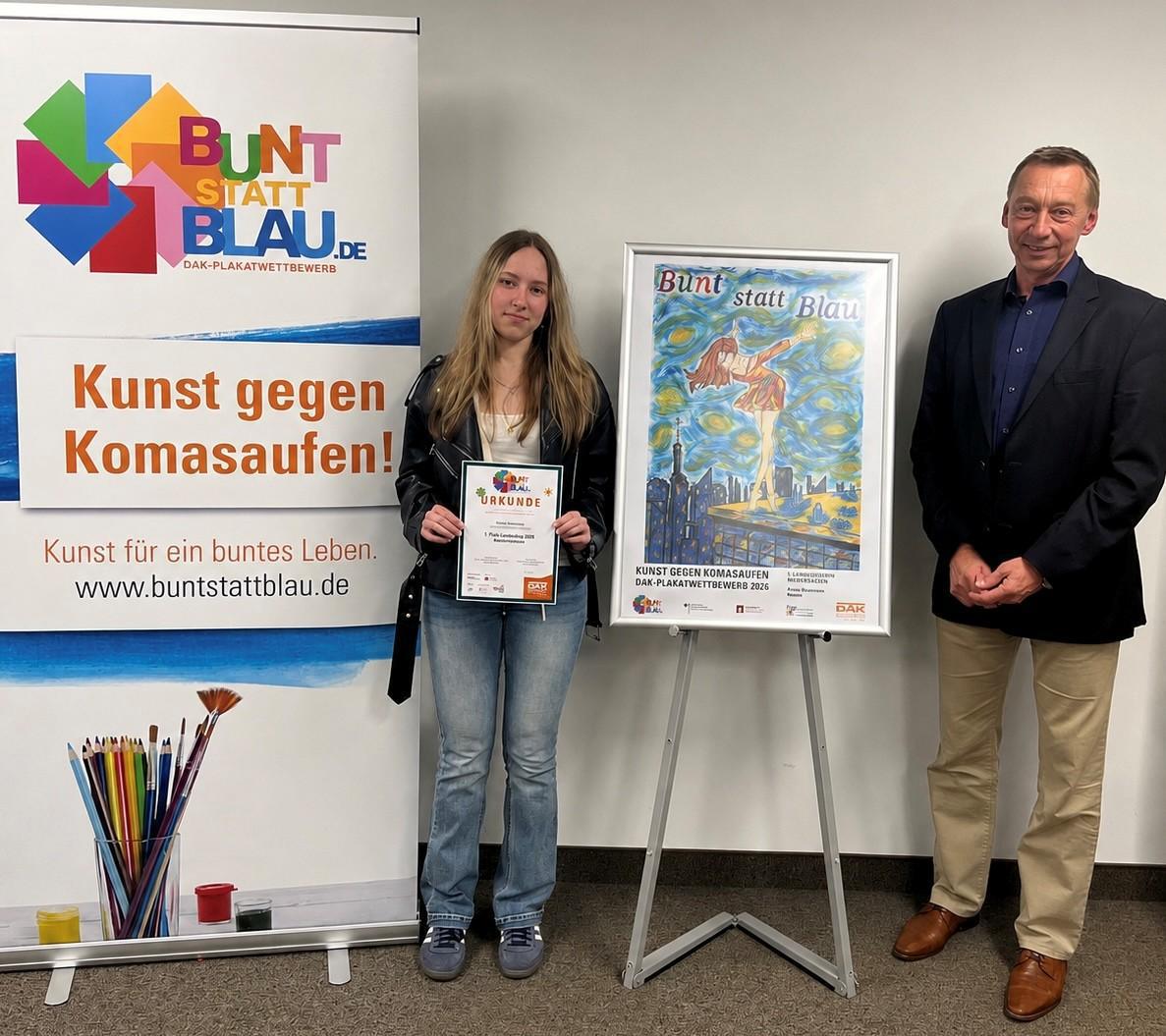 Schülerin aus Meppen gewinnt Plakatwettbewerb gegen das Rauschtrinken Schülerin aus Meppen gewinnt Plakatwettbewerb gegen das Rauschtrinken