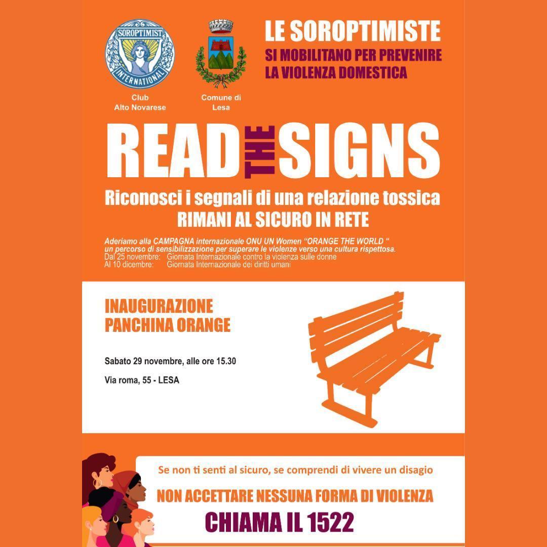 Inaugurazione Panchina Orange "READ THE SIGNS (inizio ore 15.30)