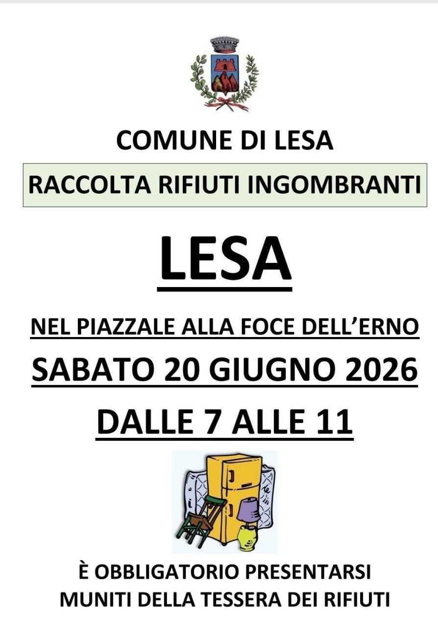 Raccolta Rifiuti Ingombranti (dalle ore 7.00 alle 11.00)
