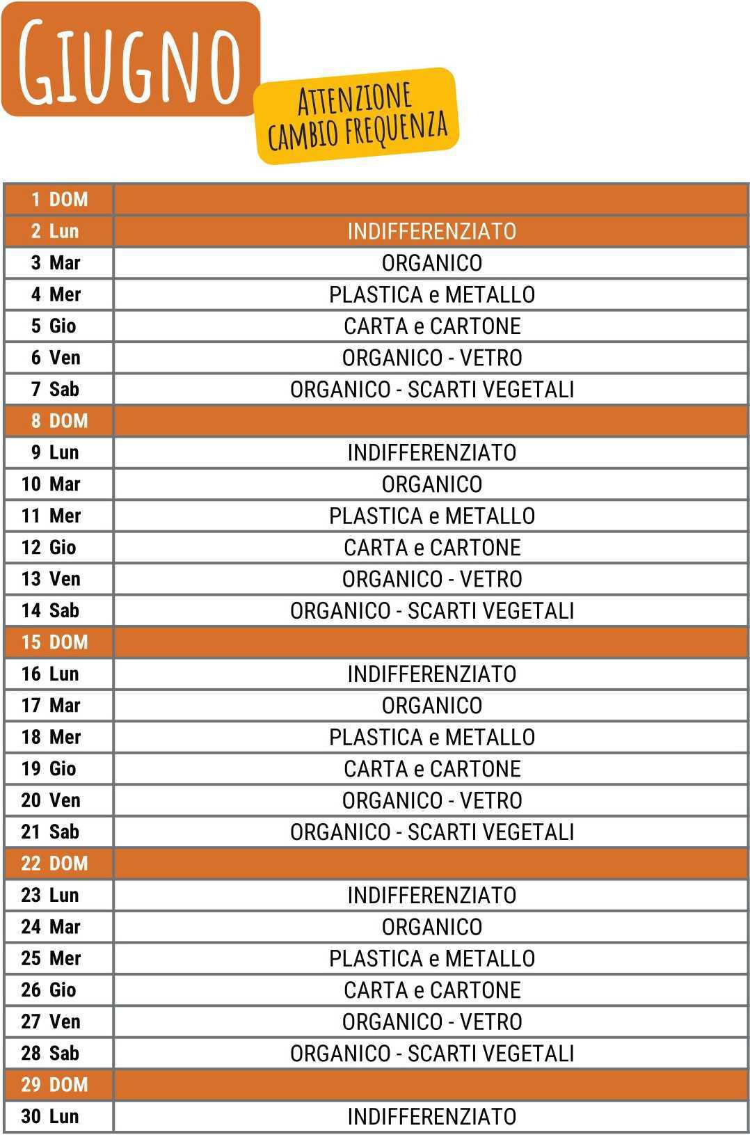 Calendario Raccolta Differenziata