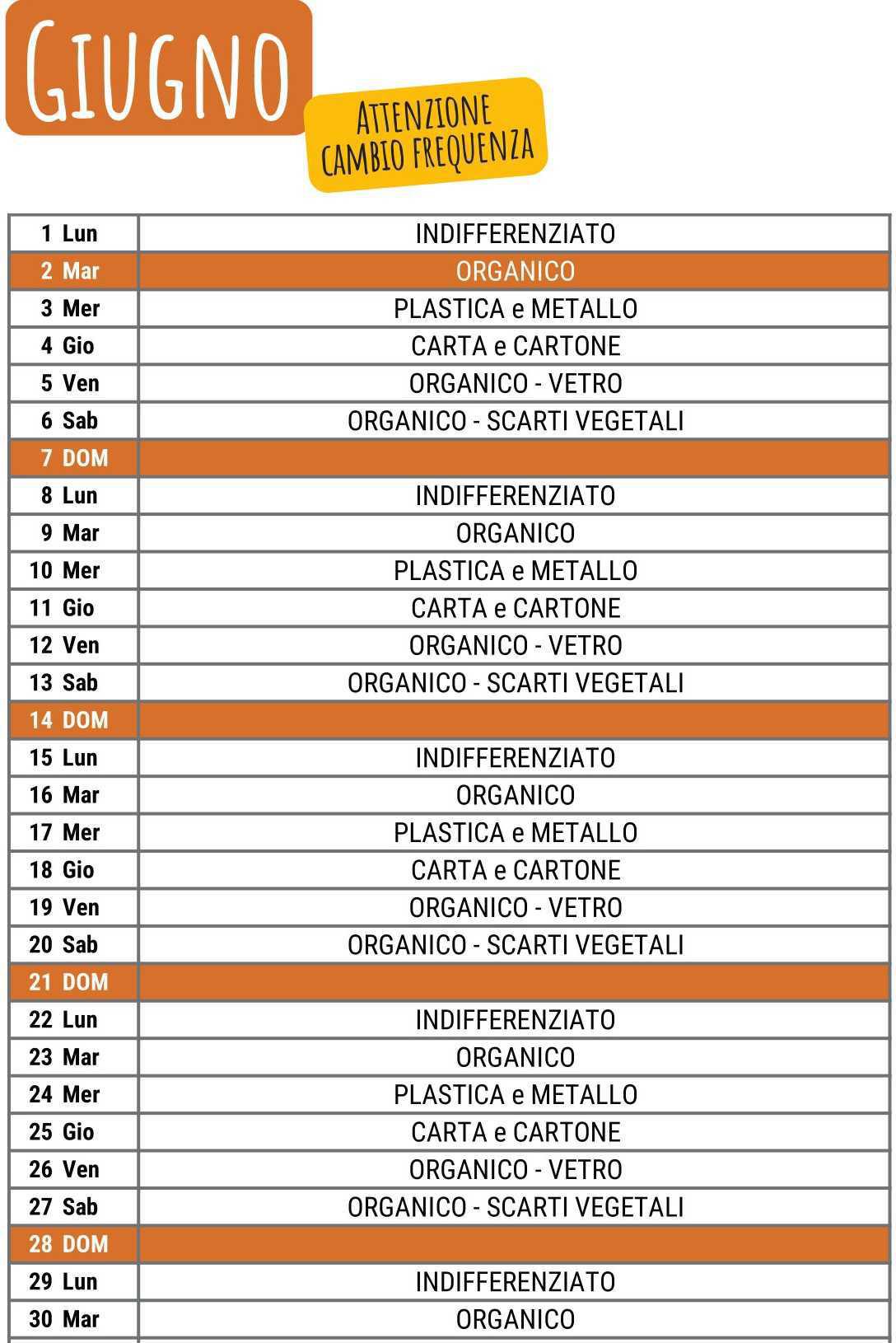 Calendario Raccolta Differenziata