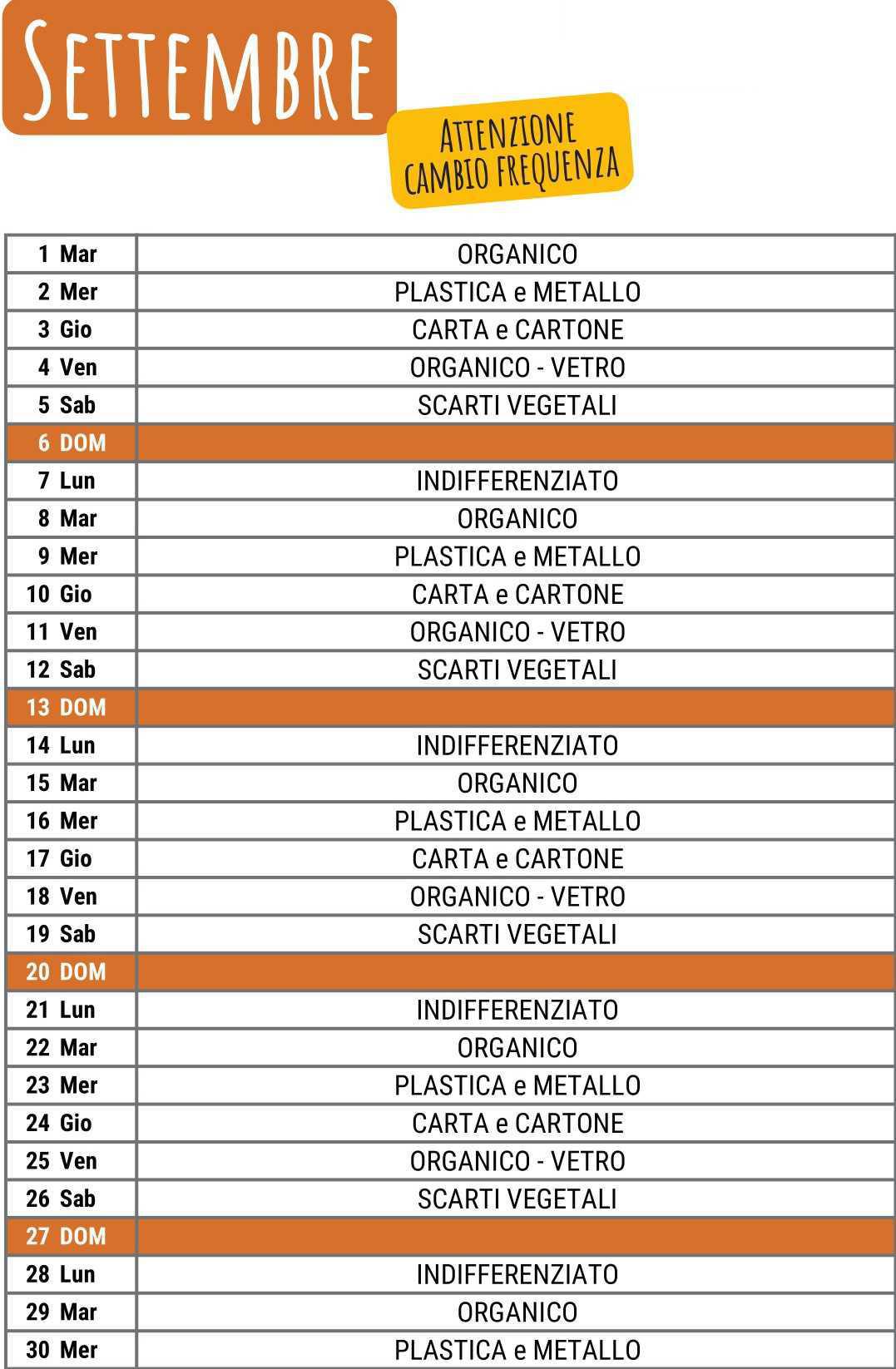 Calendario Raccolta Differenziata