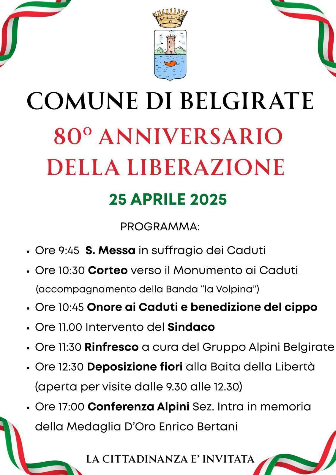 80° Anniversario della Liberazione (inizio ore 09.45)