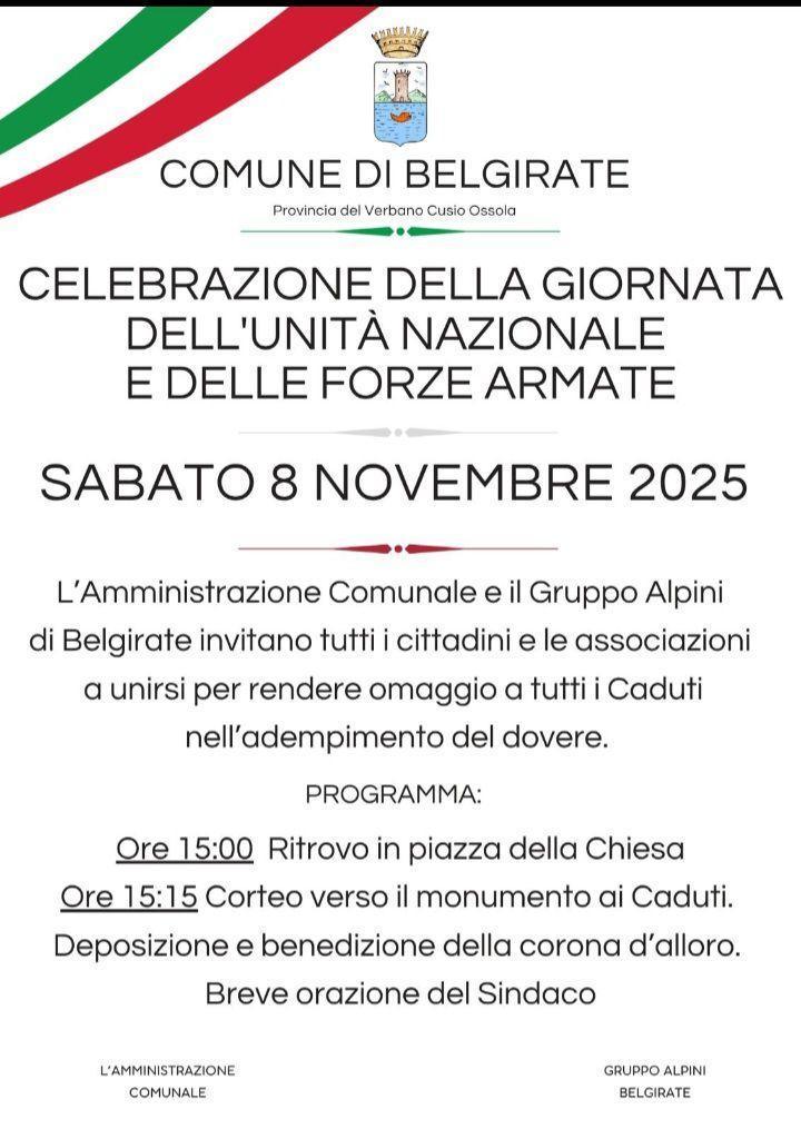 Celebrazione della giornata dell'Unità Nazionale e delle Forze Armate (inizio ore 15.00)