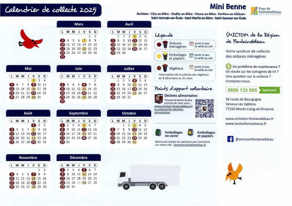 Calendrier de collecte des déchets 2025