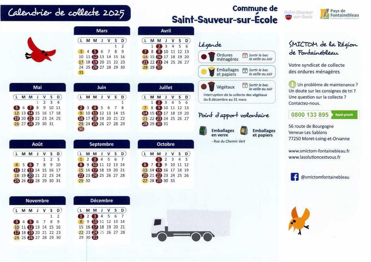 Calendrier de collecte des déchets 2025