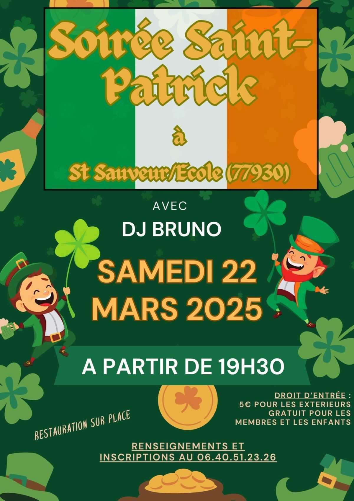 Samedi 22 mars 2025 : Soirée de la Saint-Patrick organisée par l'Animation 