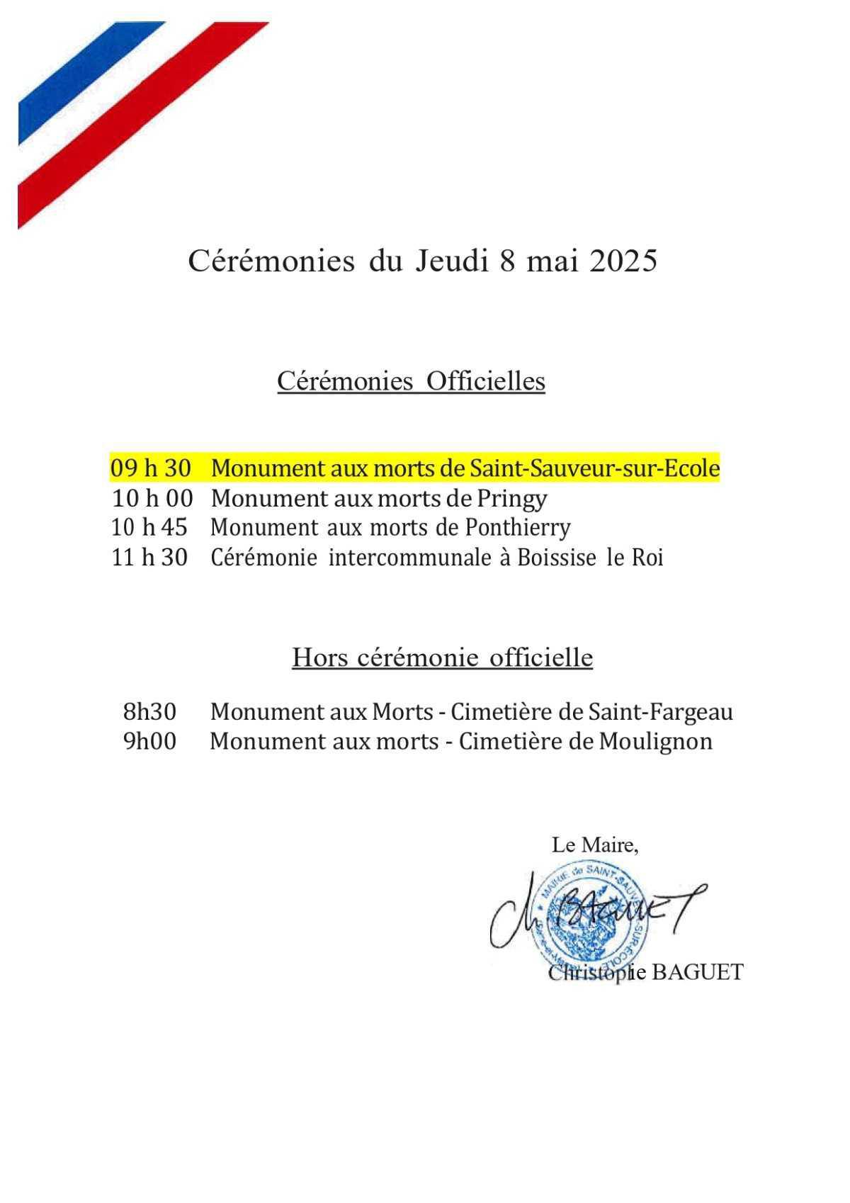 Cérémonies du Jeudi 8 mai 2025