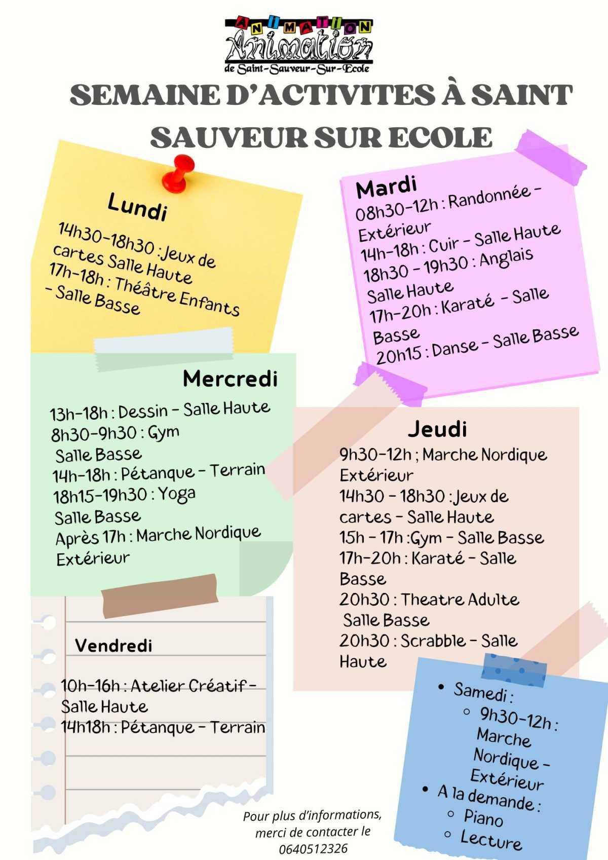 Les activités à Saint-Sauveur-Sur-Ecole