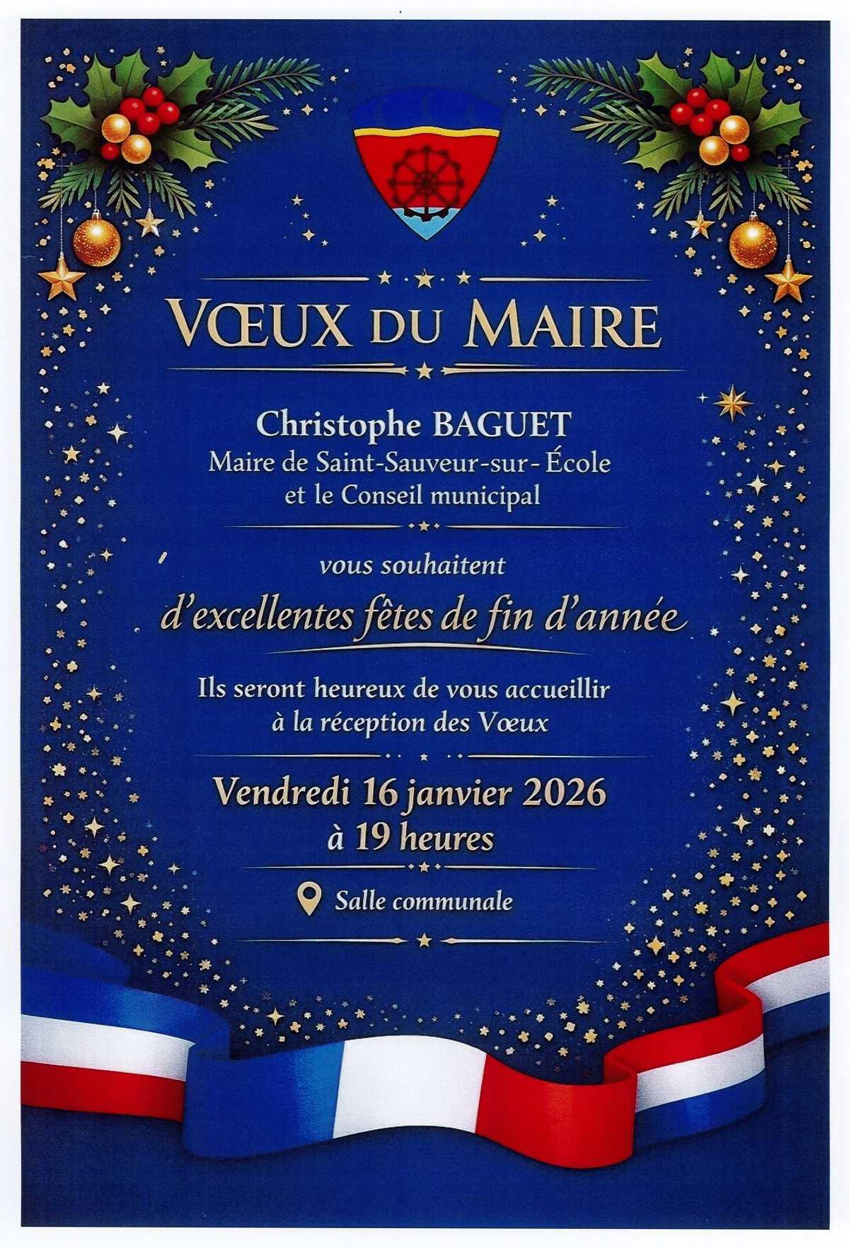 Vœux du Maire : 16 janvier 2026 à 19 heures