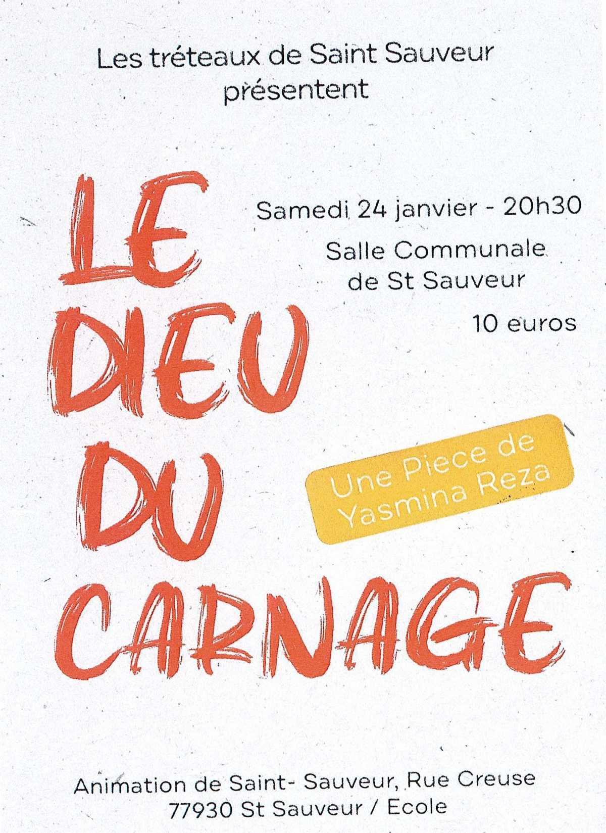 Les tréteaux de Saint Sauveur présentent "Le Dieu du Carnage"