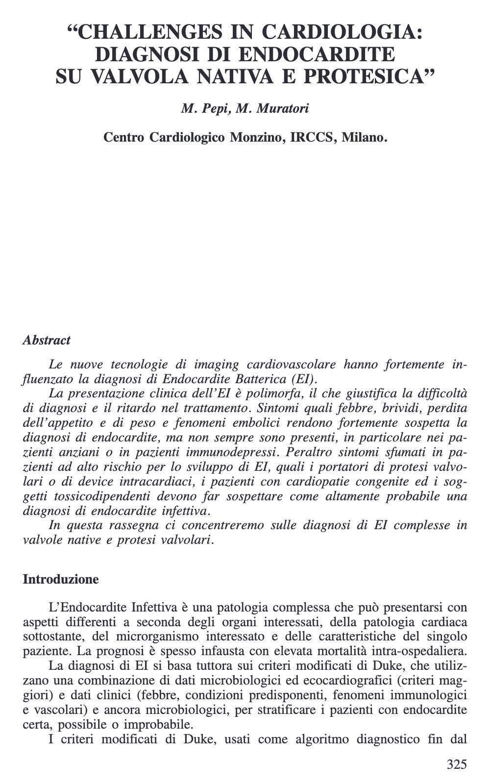 51 - Mauro Pepi - Challenges in cardiologia: diagnosi di endocardite su valvola nativa e protesica