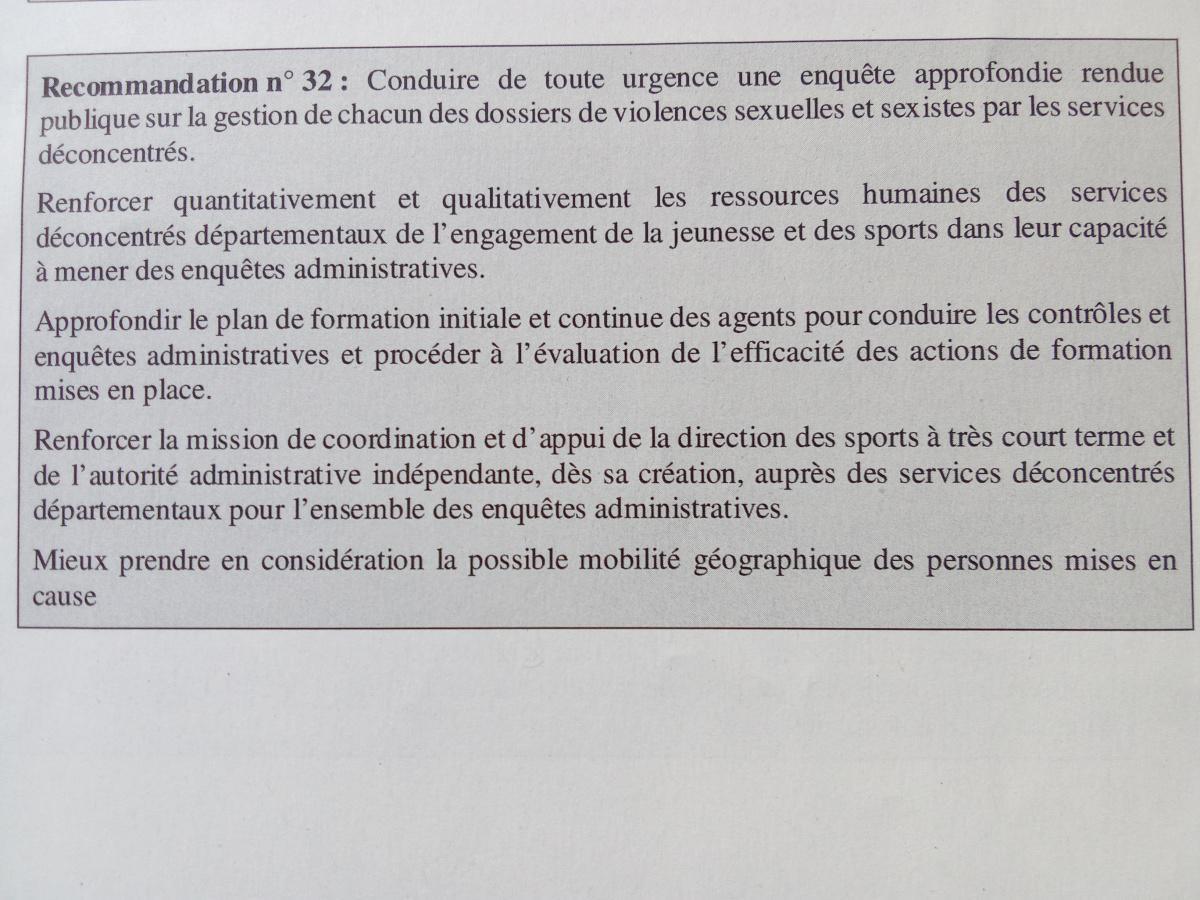 COMMISSION D'ENQUETE PARLEMENTAIRE SUR LE SPORT : LE RAPPORT 