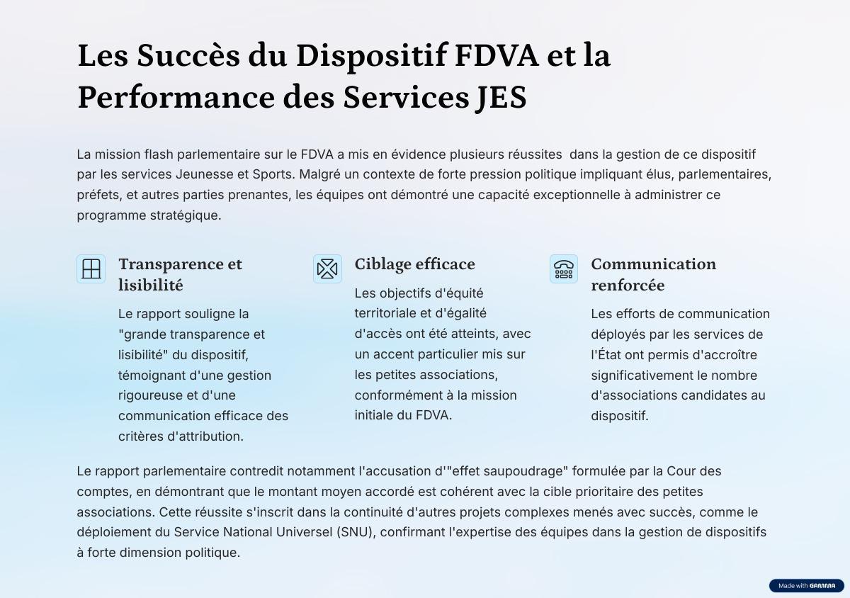 MISSION PARLEMENTAIRE Flash sur le FDVA : les conclusions