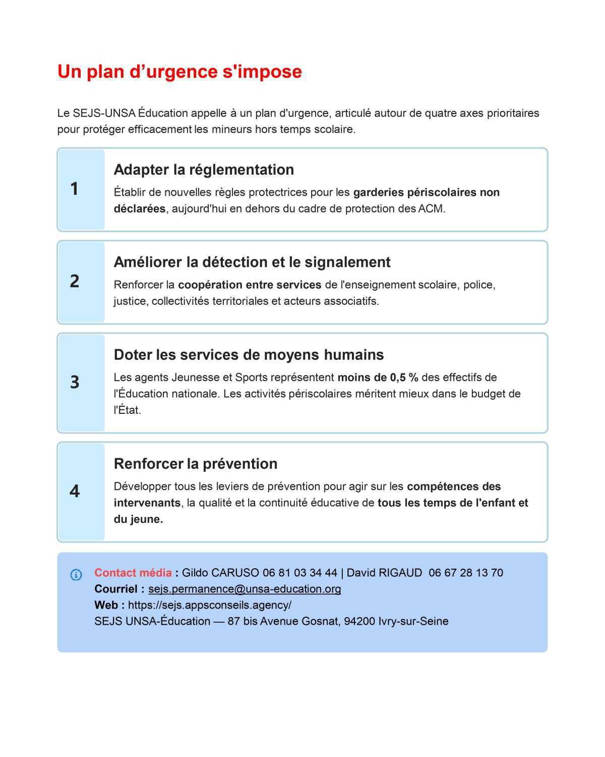 CRISE DANS LE PERISCOLAIRE : L' ALERTE DES INSPECTEURS DE LA JEUNESSE ET DES SPORTS