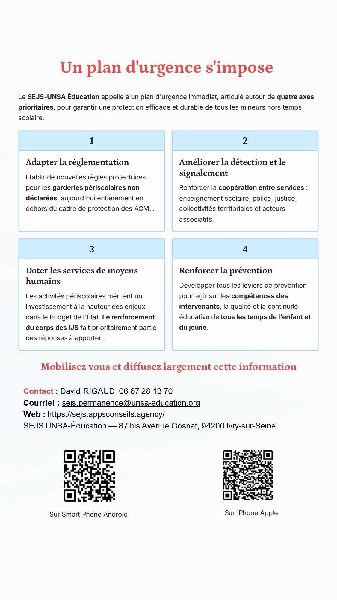 CRISE DANS LE PERISCOLAIRE : LA MISE AU POINT DU SEJS CRISE DANS LE PERISCOLAIRE : LA MISE AU POINT DU SEJS