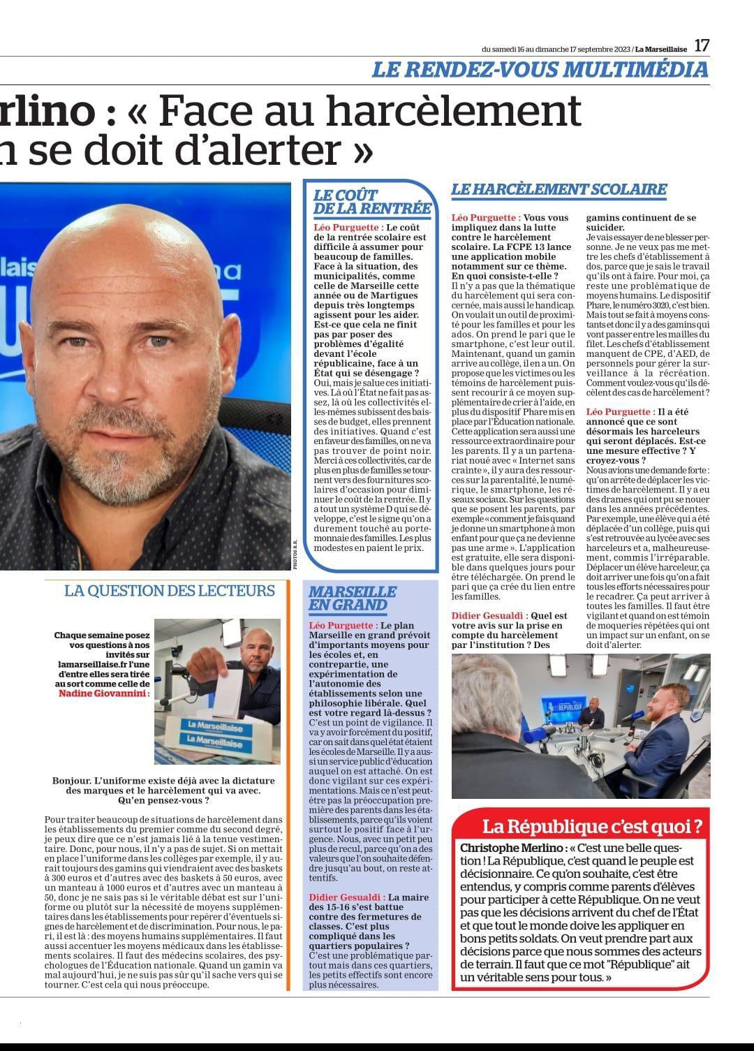 Article dans la marseillaise