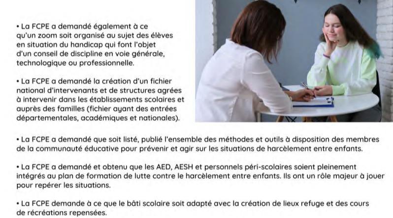 L'avis et les demandes de la FCPE concernant le harcèlement