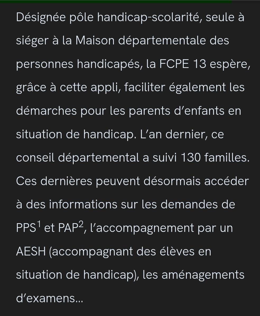 Article sur l'application FCPE 13 dans la revue des parents 