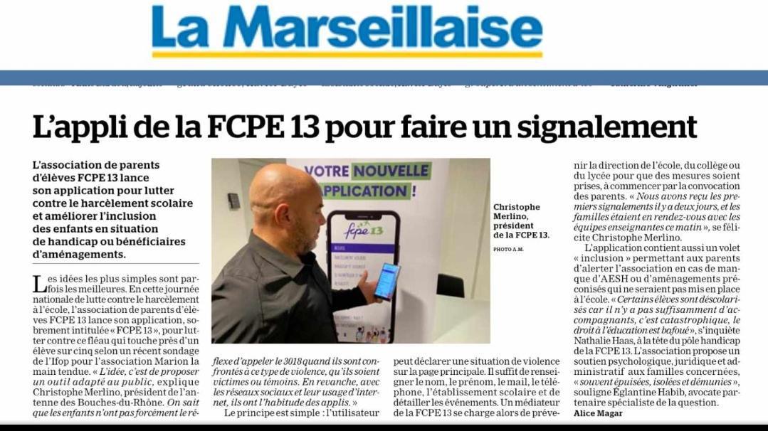 Article de la Marseillaise suite à la conférence de presse