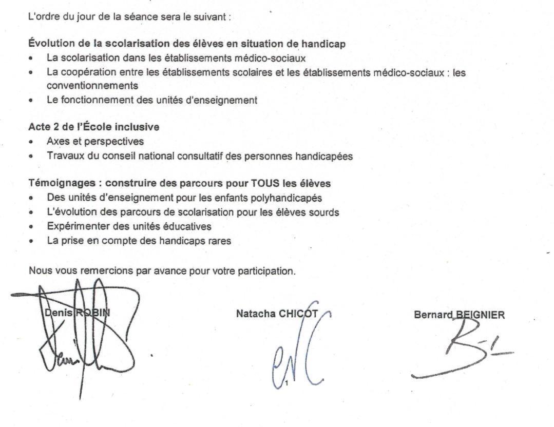 En direct du Conseil de Région Académique de Suivi de l'Ecole Inclusive à St Maximin, instance où la FCPE a 3 sièges , PowerPoint en pj
