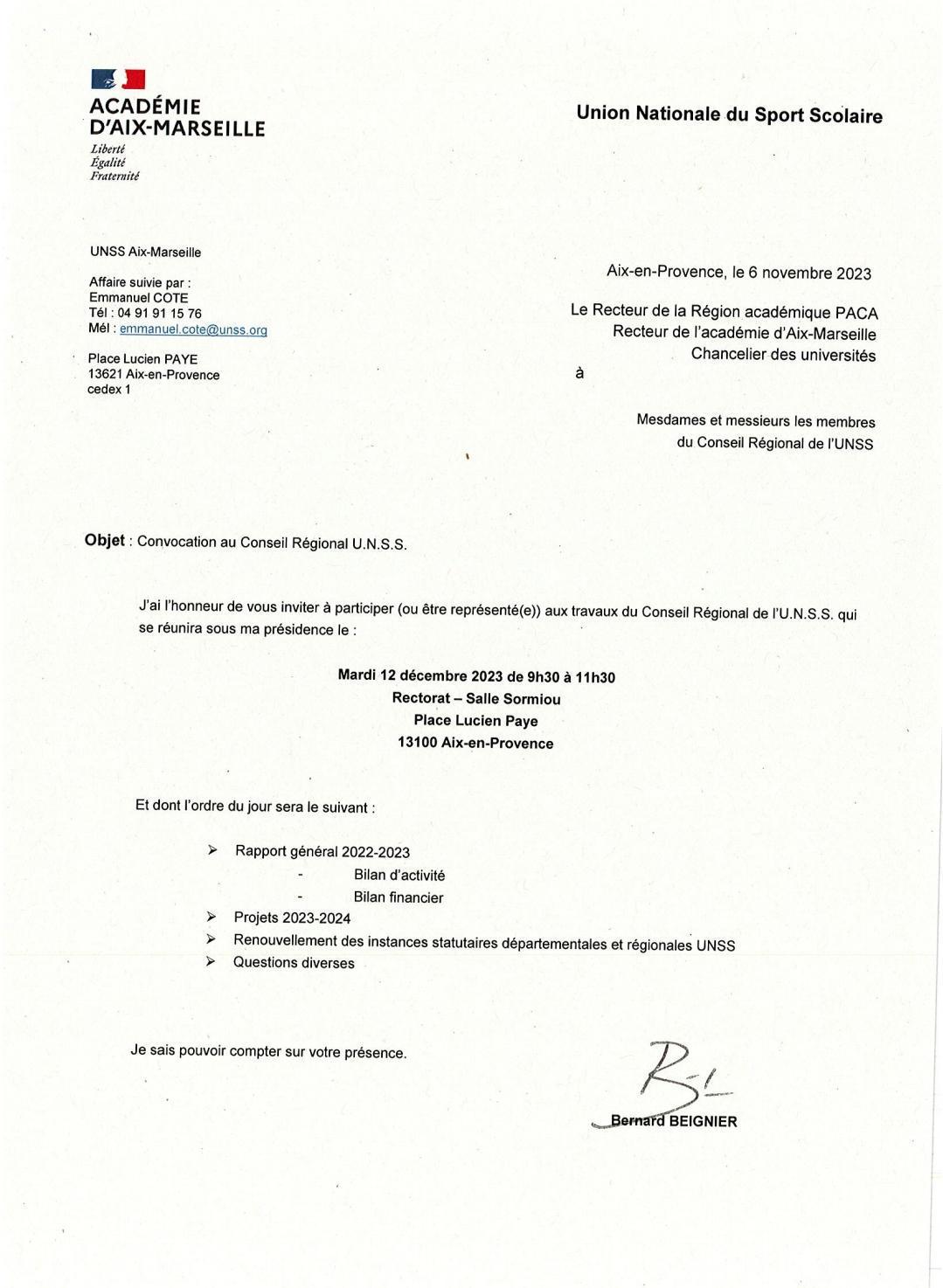 La FCPE13 siège ce jour au Conseil Régional UNSS