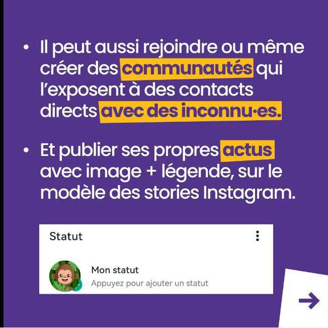 WhatsApp, pourtant interdit aux-16 ans, est souvent le premier réseau social qu'utilisent nos enfants. 👉🏼 48% des enfants de -13 ans ! ⌨️ La messagerie paraît simple et sans risque mais attention aux apparences... 🙄