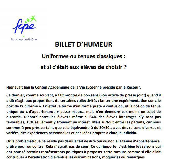  Conseil Académique de la Vie Lycéenne: la parole aux élèves!