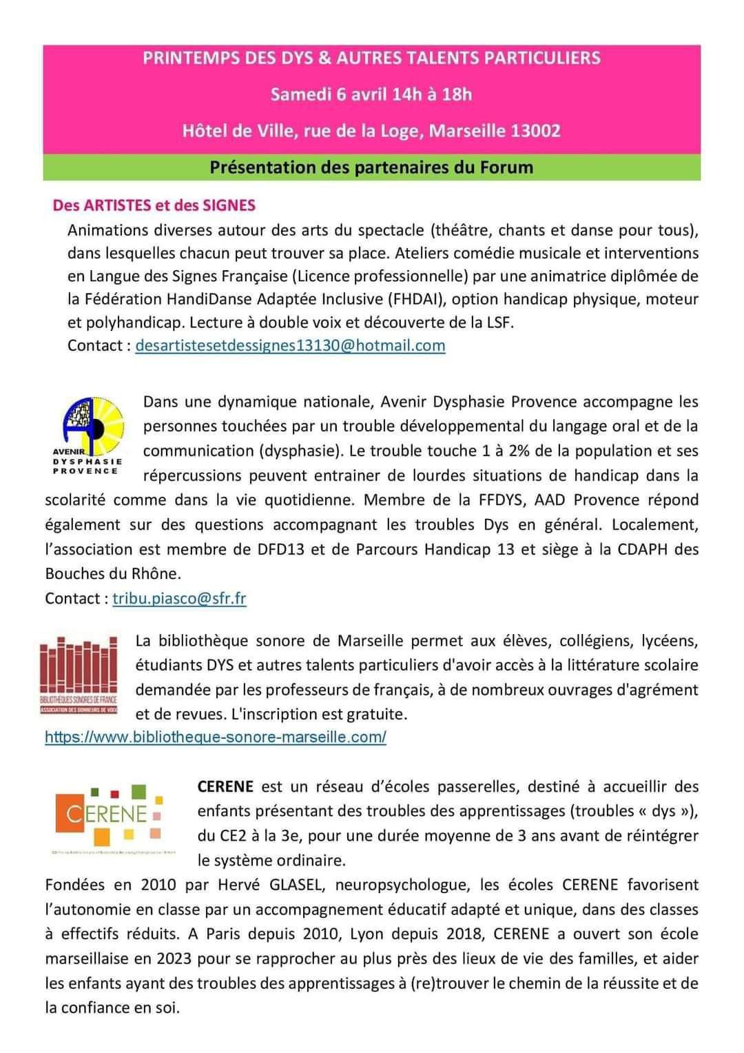 Le printemps des dys à Marseille,c'est parti!