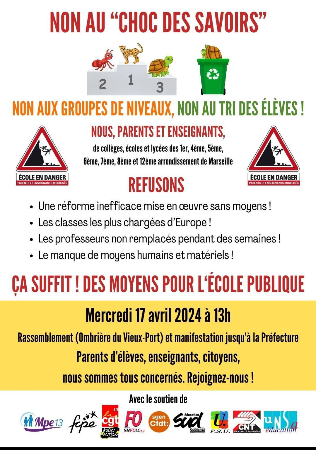 Non au choc des savoirs!! La fcpe appelle les parents à se mobiliser