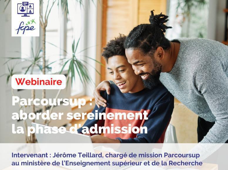 Phase d'admission parcoursup, la FCPE vous propose un webinaire ce soir à 19h
