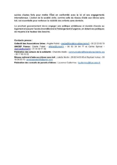 [#logement]. Enfants qui dorment dans la rue : lors de la conférence de presse organisée au siège de la #FCPE, la fédération a dénoncé une nouvelle fois le mépris avec lequel le gouvernement français et les élus locaux piétinent et bafouen
