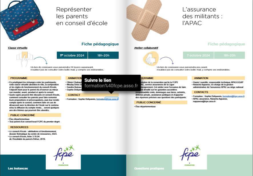 Catalogue des formations FCPE pour les parents d'élèves