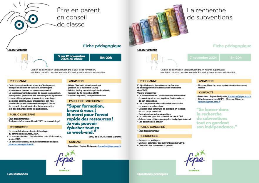 Catalogue des formations FCPE pour les parents d'élèves